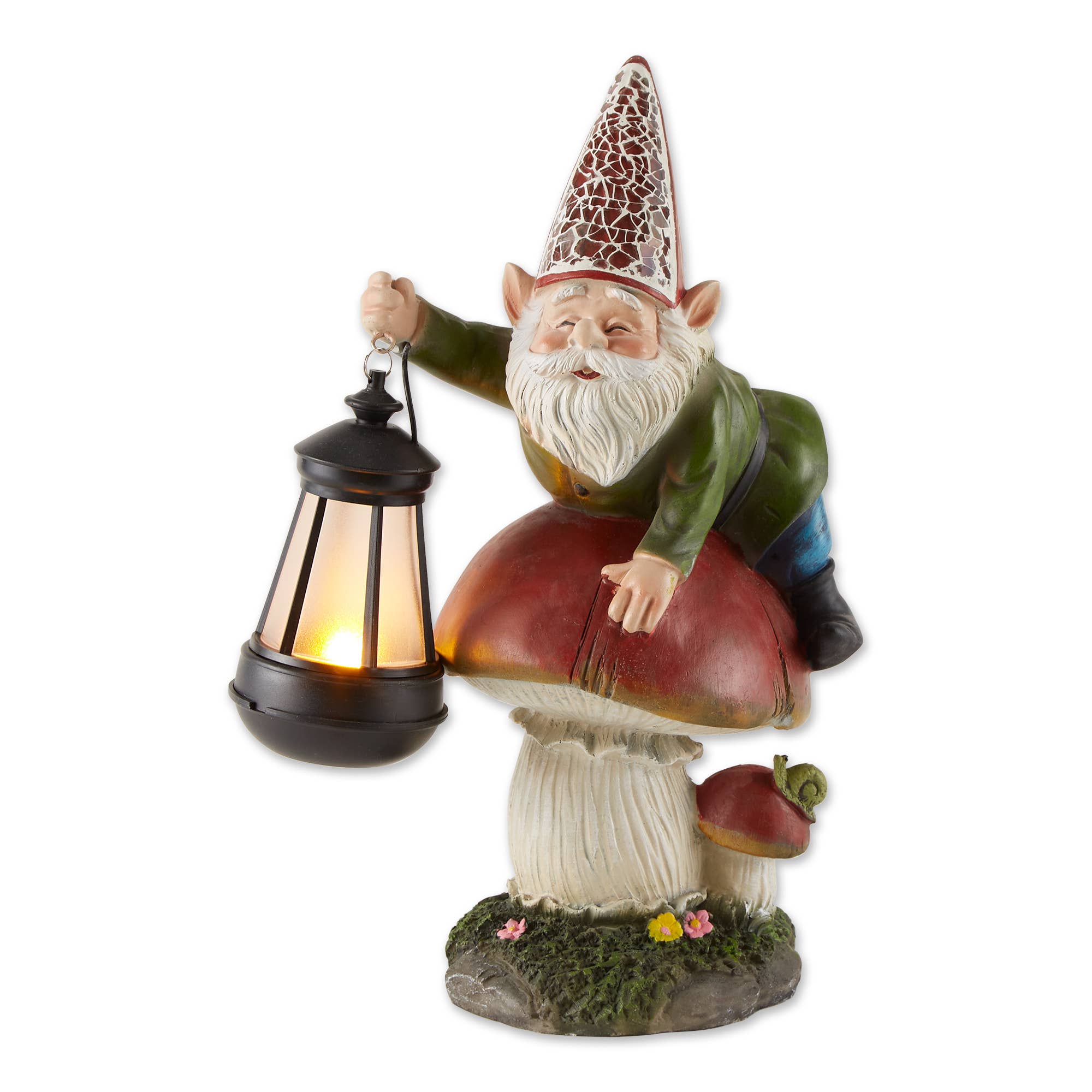 Zingz Home - Wholesale Outdoor Ornament/Decor - Gnome On Mushroom Solar Statue1