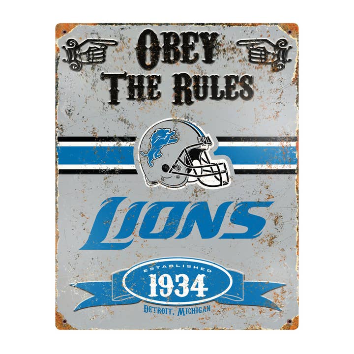 Detroit Lions Embossed Metal Sign for wholesale by Party Animal, Inc.