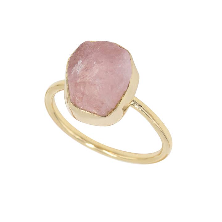 Bague en morganite brute plaquée or en argent 925 bijou polyvalent pour la vente par Jay Jools