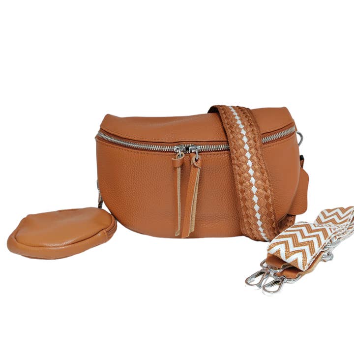 Genuine Leather Silver Hardware Sling Bag Chest Bag  2 Strap for wholesale by Superbia