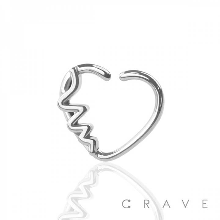 CRAVE BODY JEWELRY - Wholesale Single Earring - HEART BEAT PULSE LEFT & RIGHT HEART EAR CARTILAGE RINGS