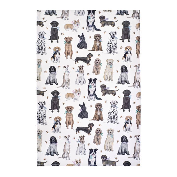 Dogs Tea Towel - 100% Cotton for wholesale by Lottie Murphy