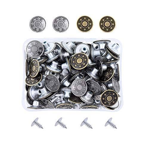 Mandala Crafts - Wholesale Craft Supplies - Jean Replacement Tack Button with Rivet Kit, 17mm, 80 Sets1