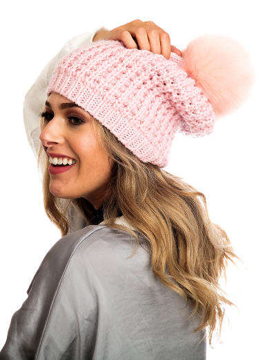 Kyi Kyi - Vendita all'ingrosso Berretto - Donna - Berretto slouchy classico con pompon in vera pelliccia di volpe - colori divertenti9