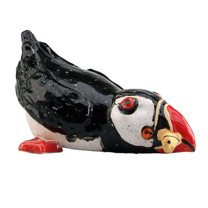 Enigma Supplies – wholesale Decorative figurine – Handmade Ceramic Figurine Puffin with Fish
