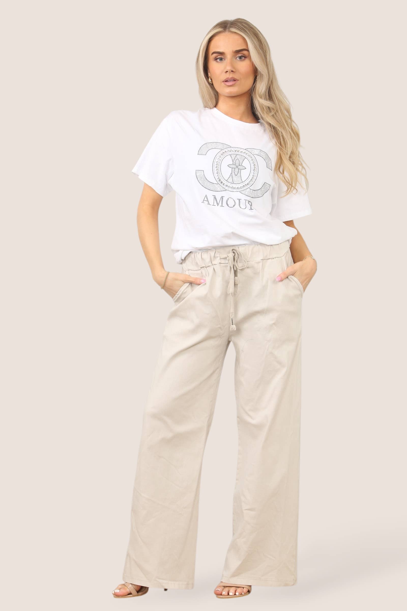 Kurt Muller – Engroshandel Bukser - Dame – Plain Wide Leg Stretch Magic Bukser4