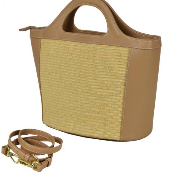 JIJOU CAPRI - Wholesale Beach Bag - Italian Viva Leather & Raffia Beach Bag