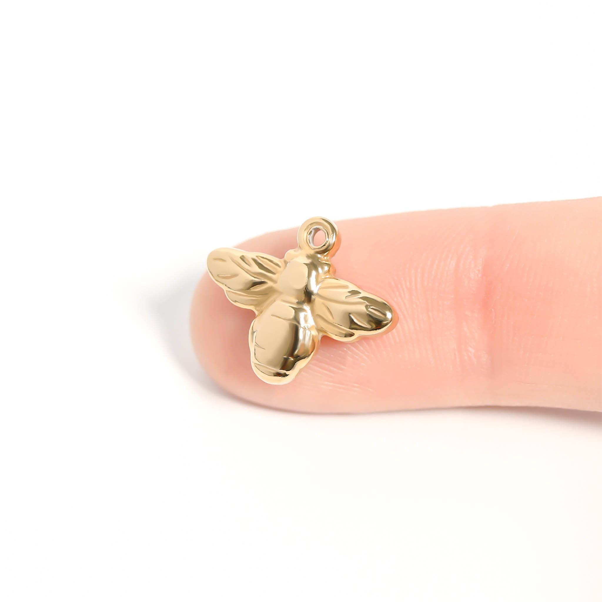 WJW - Wholesale Individual Charm/Pendant - 18K Gold PVD Stainless Steel Bee Charm6