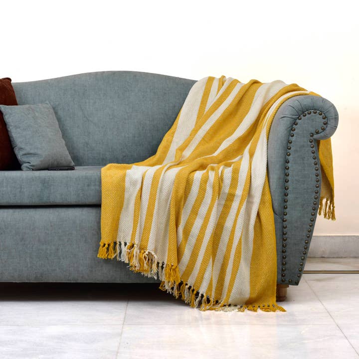 Copriletto 100% cotone Sweet Corn/Senape 50"x60" per la vendita all'ingrosso da parte di Spitiko Homes