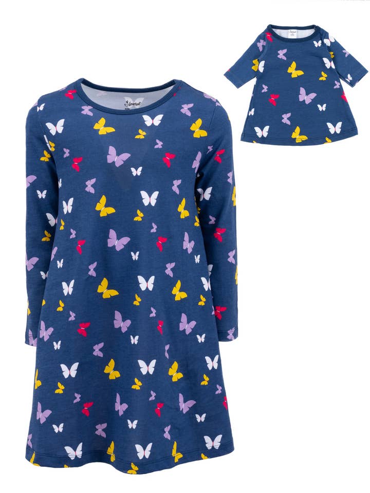 Kids Girl & Doll Cotton Butterfly Dress for wholesale by Leveret Pajamas