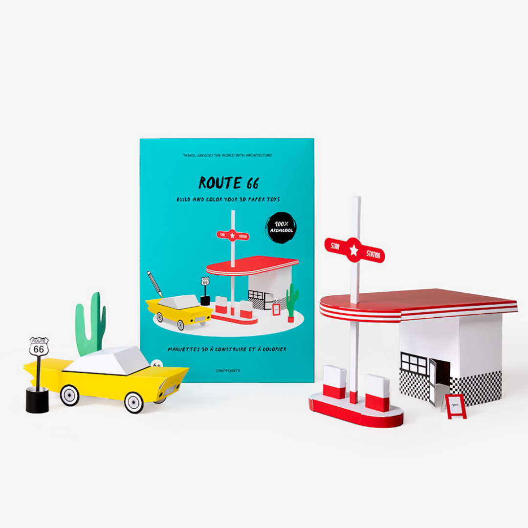 Today is Art Day - Wholesale DIY Craft Kit - Kids - 3D Papercraft - ROUTE 66 MODEL by Cinqpoints2
