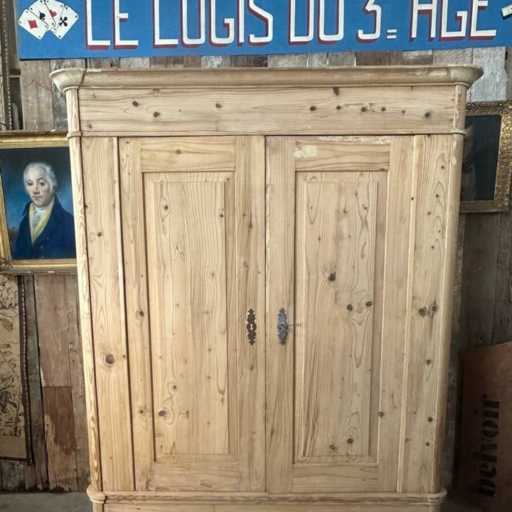 Antiguo Gran Armario Doble de Pino, C 1870 para venta al por mayor de belvoir