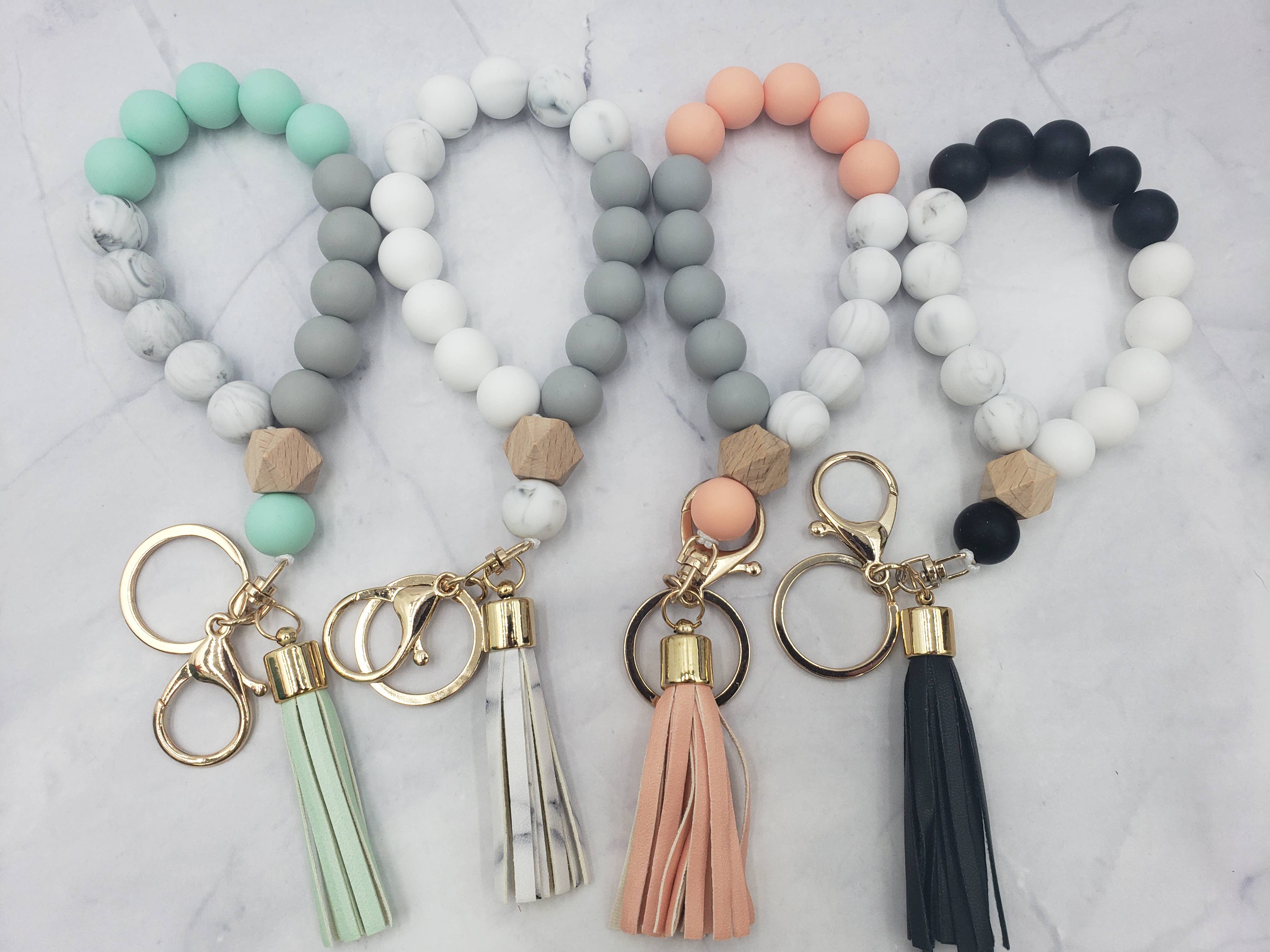 Designs by Kim - Wholesale Keychain Bracelet - Wristlet Bangle Keyring Silicone Beaded12