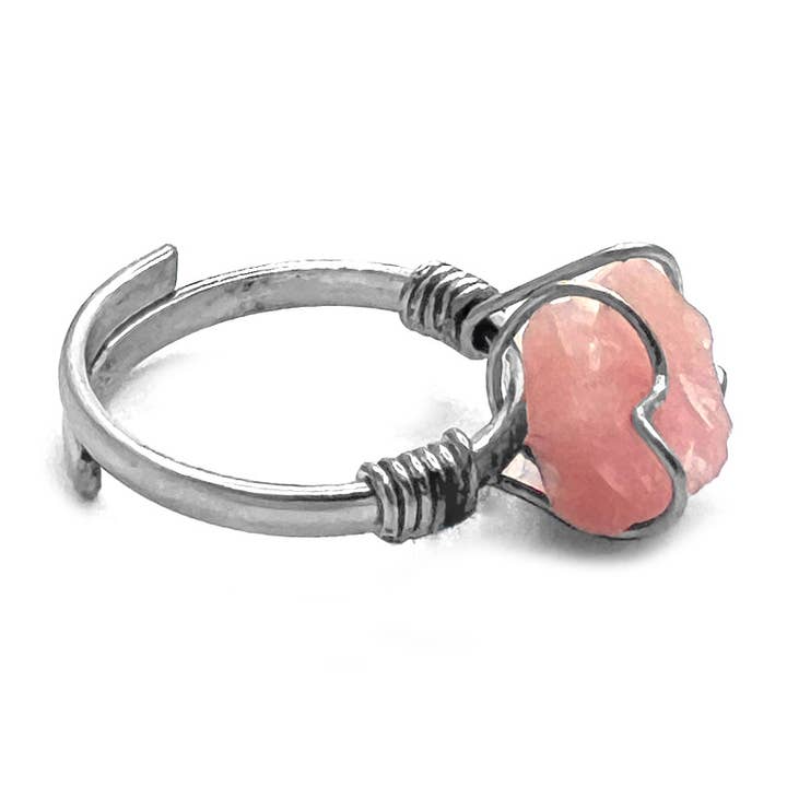 Pichincha - Wholesale Cocktail/Statement Ring - Wire Wrapped Raw Stone Adjustable Metal Ring6