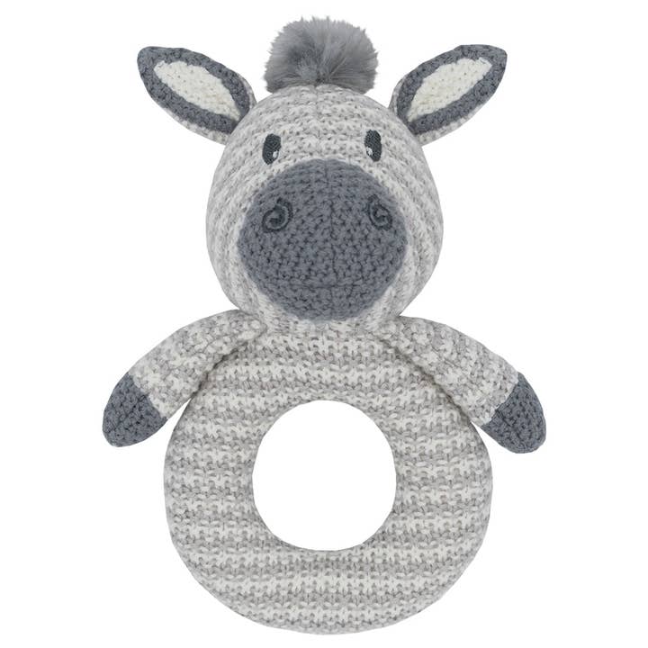 Living Textiles - Wholesale Handheld Rattle - Baby - Whimsical Knit Rattle - Zac Zebra