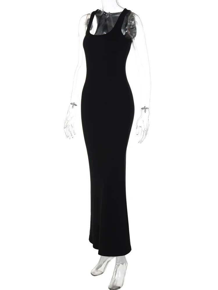 Syrrios Gifts LLC - Wholesale Dress - Women's - Women’s Black Bodycon Maxi Dress Sleeveless Tank Long Slim F7