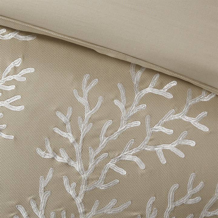 Olliix - Wholesale Bedding Set - Coastal Coral Seaside 6-Piece Comforter Set, Taupe