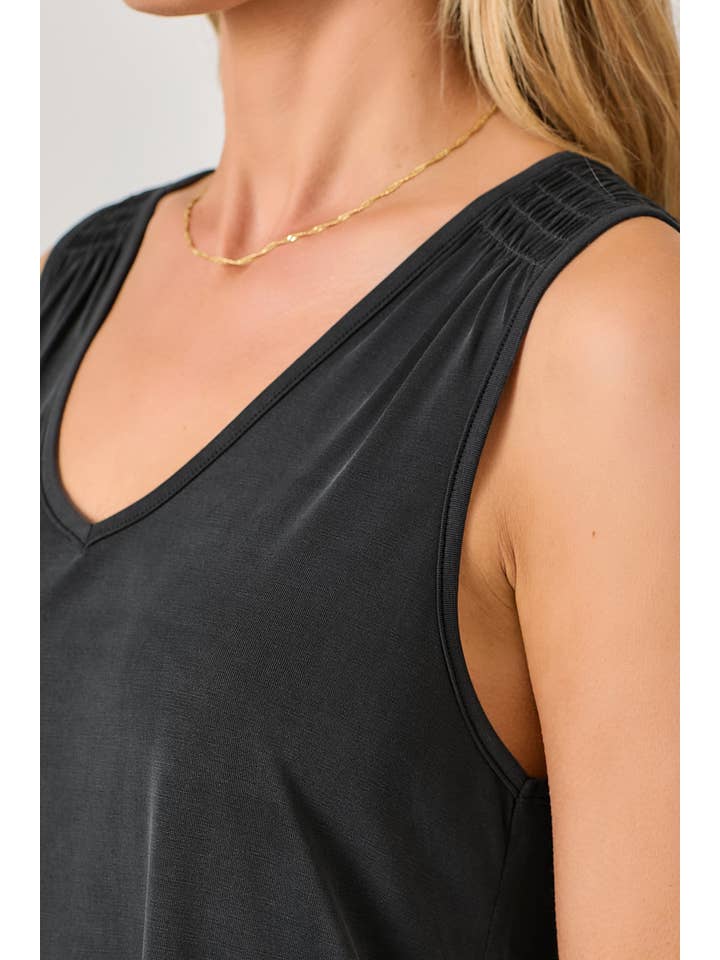 Mystree - Venta al por mayor Camiseta sin mangas - Mujer - 61036 Camiseta de Tirantes con Hombros Fruncidos de Cupro Modal34