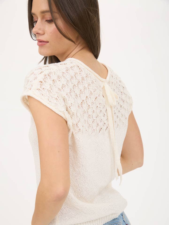 Blu Pepper - Wholesale Knit Top - Women's - EYELET YOKE SWEATER KNIT TOP1