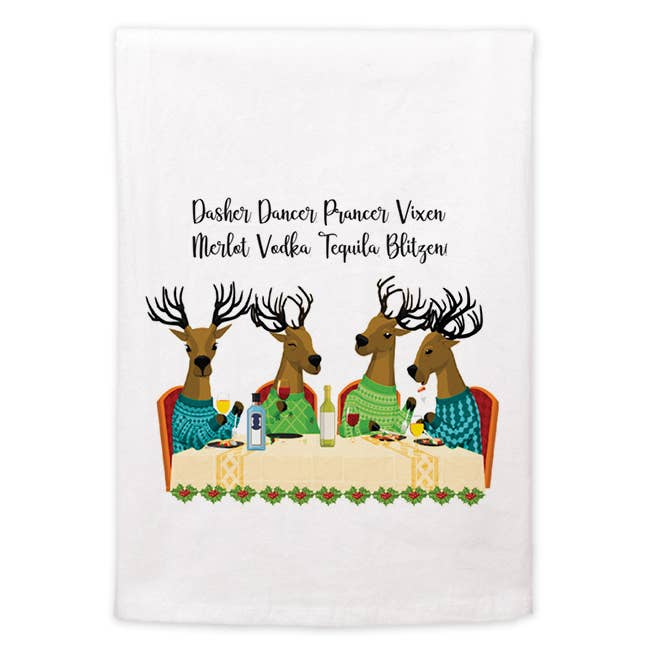 Flour Sack towel - (Christmas) Dasher Dancer Prancer Vixon… for wholesale by Mariasch Studios