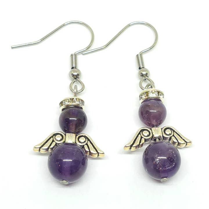 Örhängen Ädelsten-Skyddsängel Ametist för wholesale av RADULY