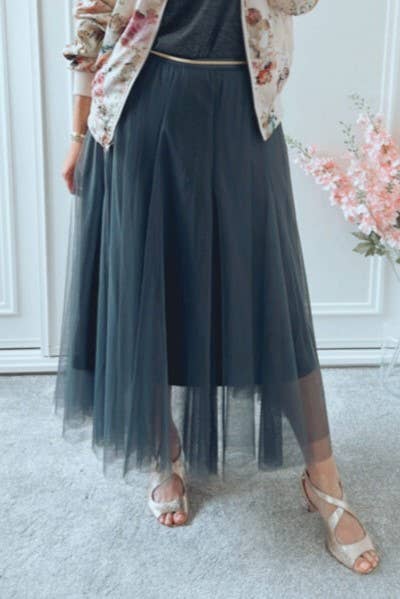Rosa Clothing - Wholesale Skirt - Women's - 20 colors Ethereal Flowy Elastic Waist Pleated Tulle Skirt30