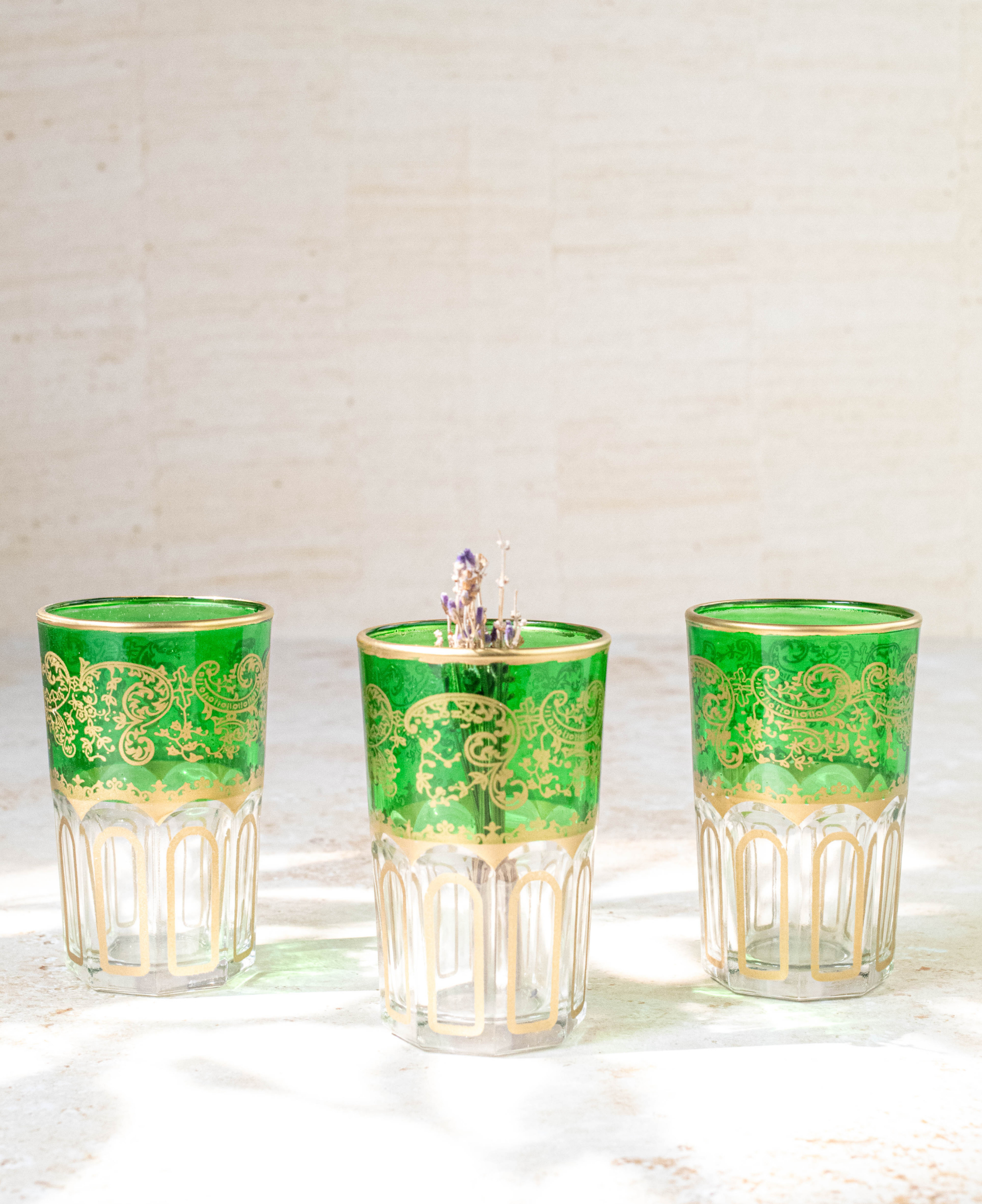 Maison Berber - Wholesale Drinking Glass/Cup - Moroccan Tea Glasses Set of 6 - Green1