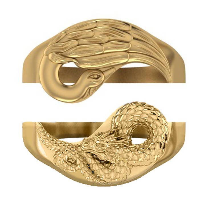 Juego de anillos Yin Yang Dragon + Phoenix - Latón para venta al por mayor de NUNCHI