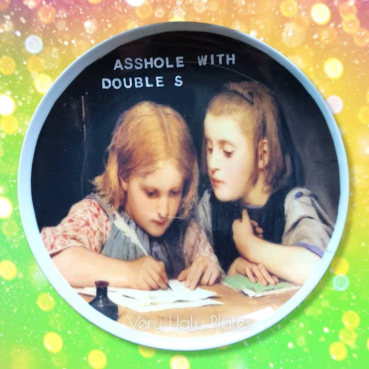 Wandplatte mit dem Wort „Asshole“ für den Großhandel von Very Ugly Plates