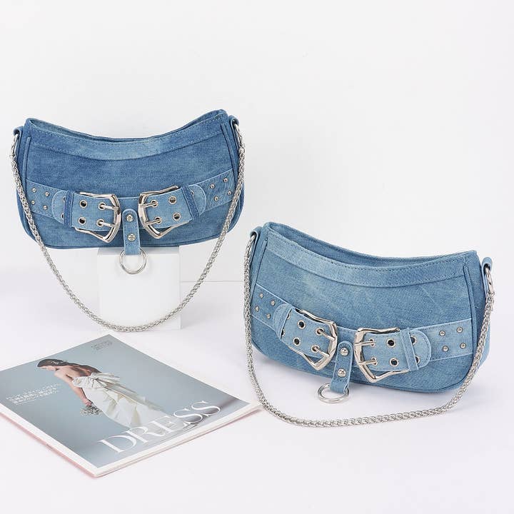 Denim Crossbody Bag for wholesale by 3AM BY H&D ACCESSORIES