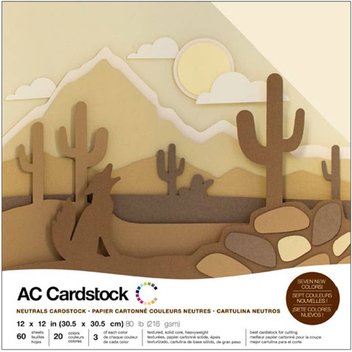 American Crafts Variety Cardstock Pack 12"X12" 60/Pkg-Neutrals for wholesale by Tonic Studios