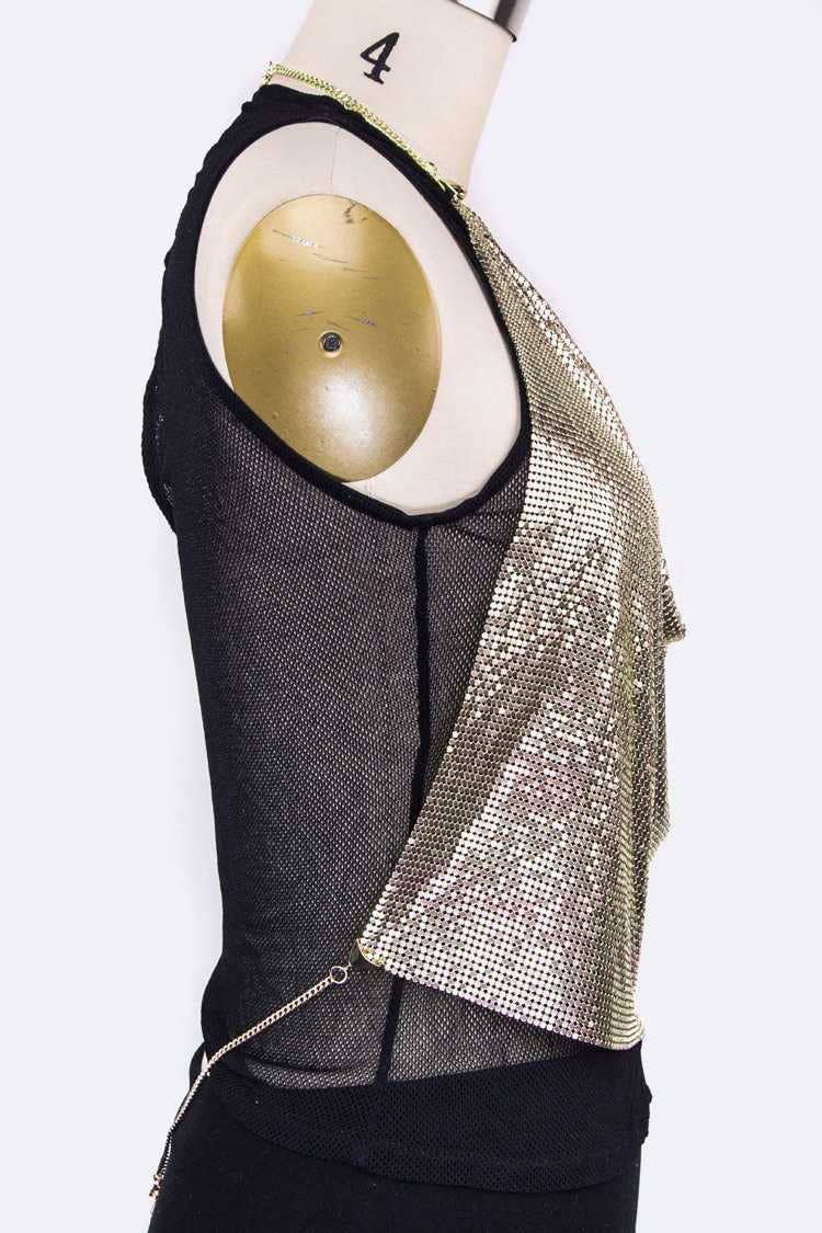 Artini Accessories - Wholesale Face/Body Chain - Metallic Chainmail Iconic Halter Top2