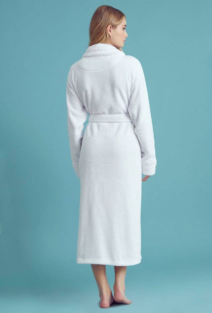 robesnmore - Wholesale Robe - Women's - Women Plush Shawl Collar Robe White4