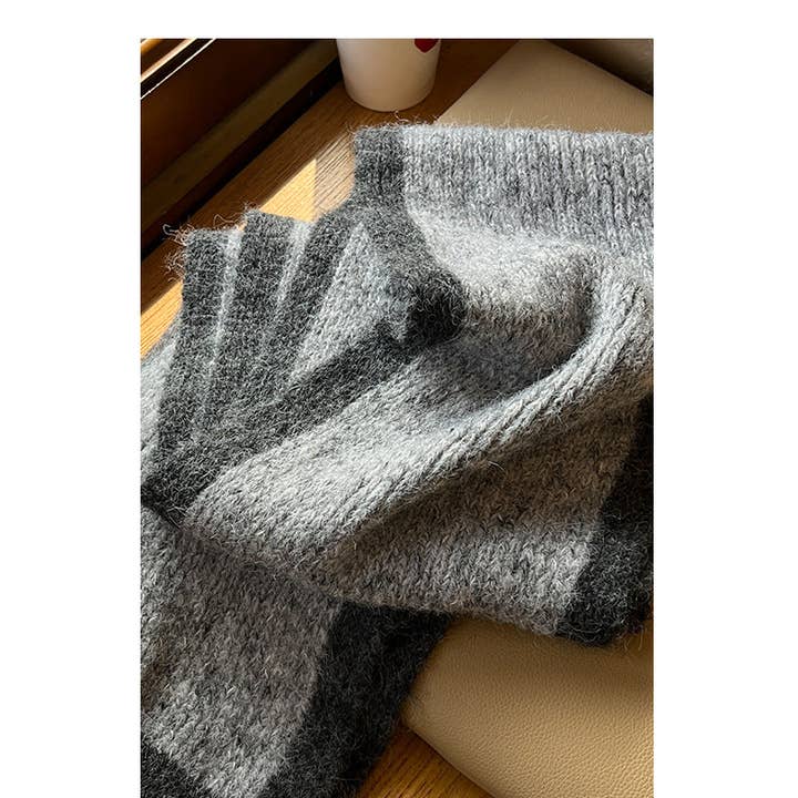 Marayn - Wholesale Scarf – Women's - Chunky Knit Colorblock Mohair Scarf Soft Chic Essential12