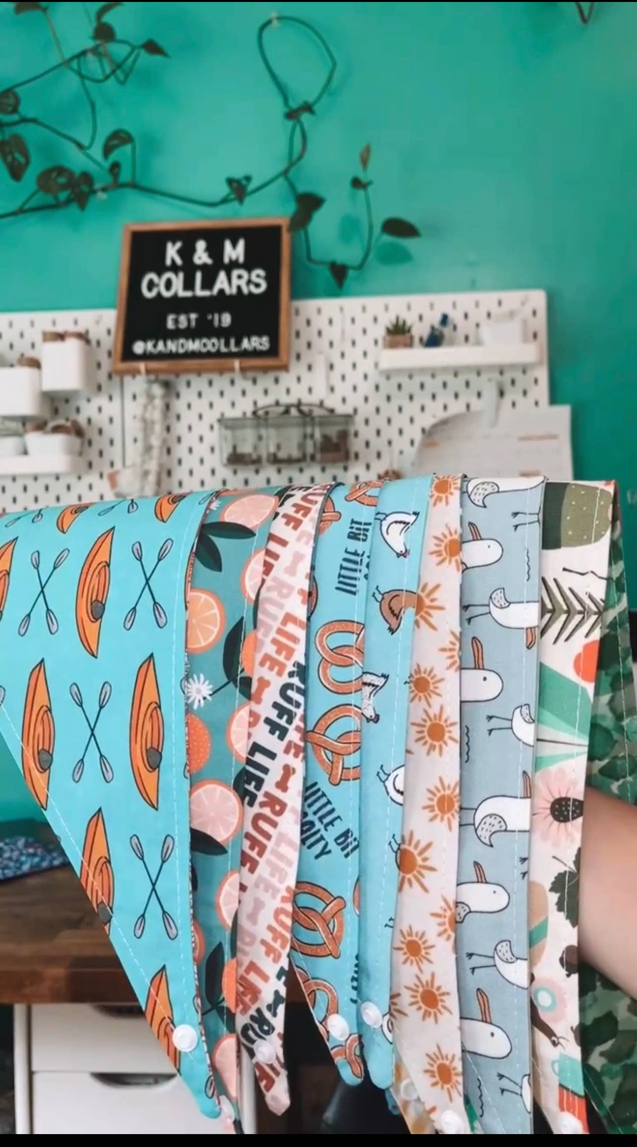 K and M Collars - Vendita all'ingrosso Bandana - Cani - Bandana reversibile per cani Spring Chickens and Flowers3