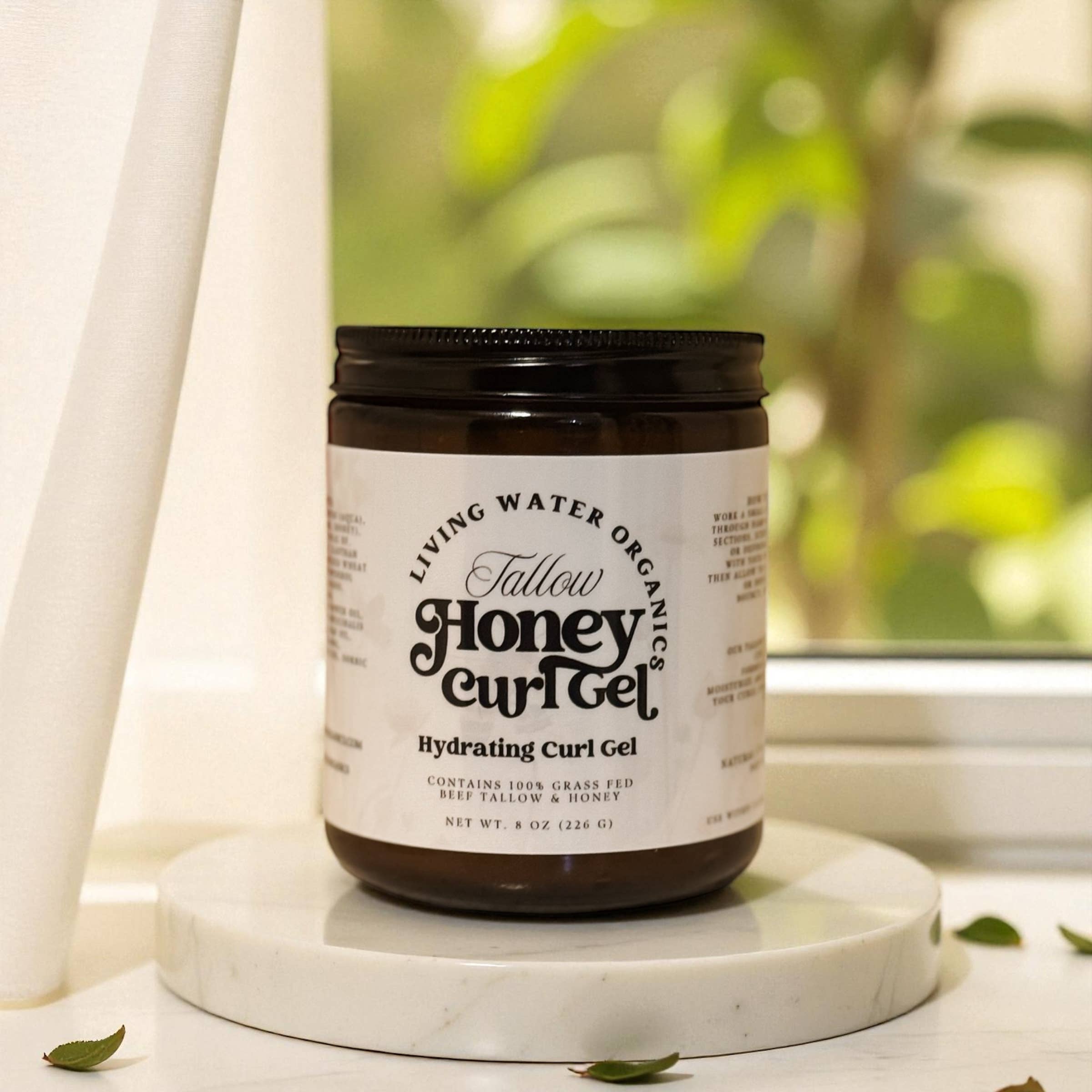 Living Water Organics - Wholesale Hair Styling Gel/Mousse - Tallow Honey Curl Gel, 100% Grass Fed Tallow, Organic Honey3