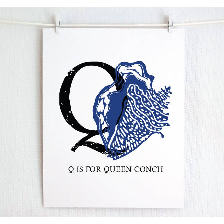 Q est pour l'illustration imprimée de conque reine pour la vente par Jamie Palmer Keating