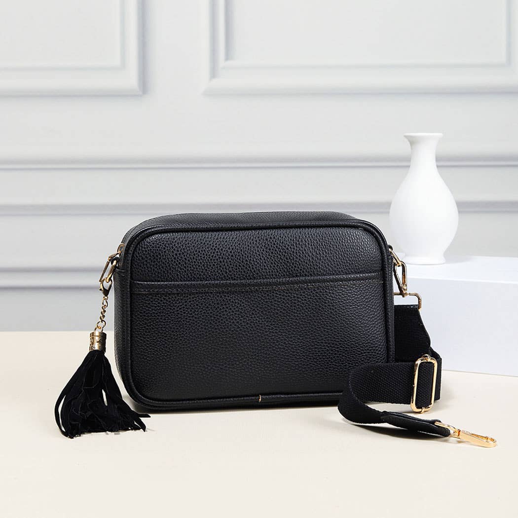 Fashion City - Wholesale Crossbody Bag - Women's - Dark PU Rectangular Crossbody with Tassel6