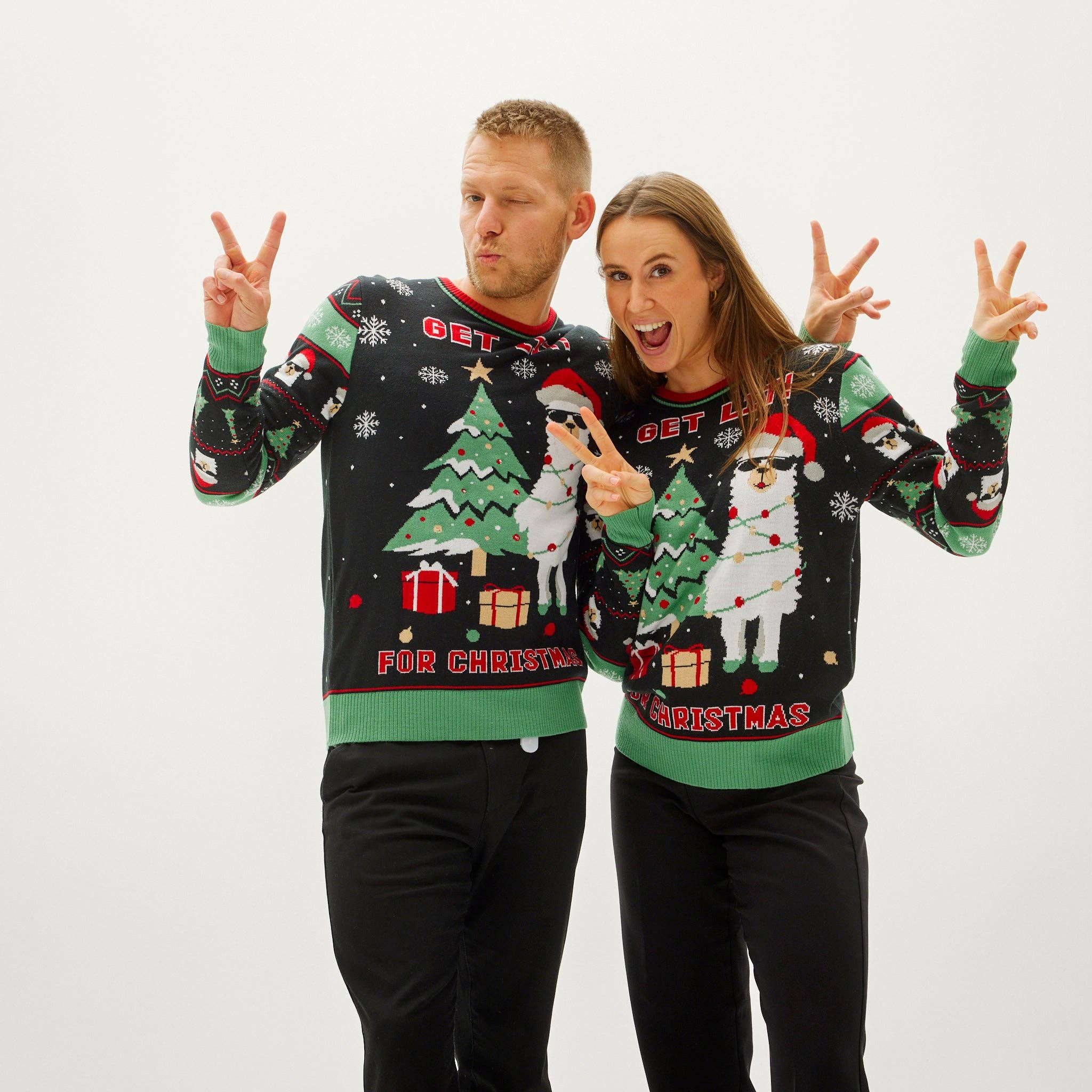 Happy Seasons - Wholesale Gebreide trui - Heren - Get Lit Llama kersttrui voor heren2