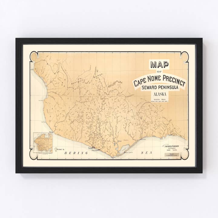 Vintage Cape Nome Alaska Map 1904 for wholesale by Ted's Vintage Art