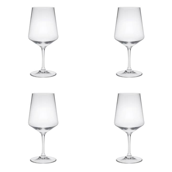 HomeRoots - Wholesale Wine glass - Set of Four Clear Tritan Plastic Stemmed Wine Glasses2