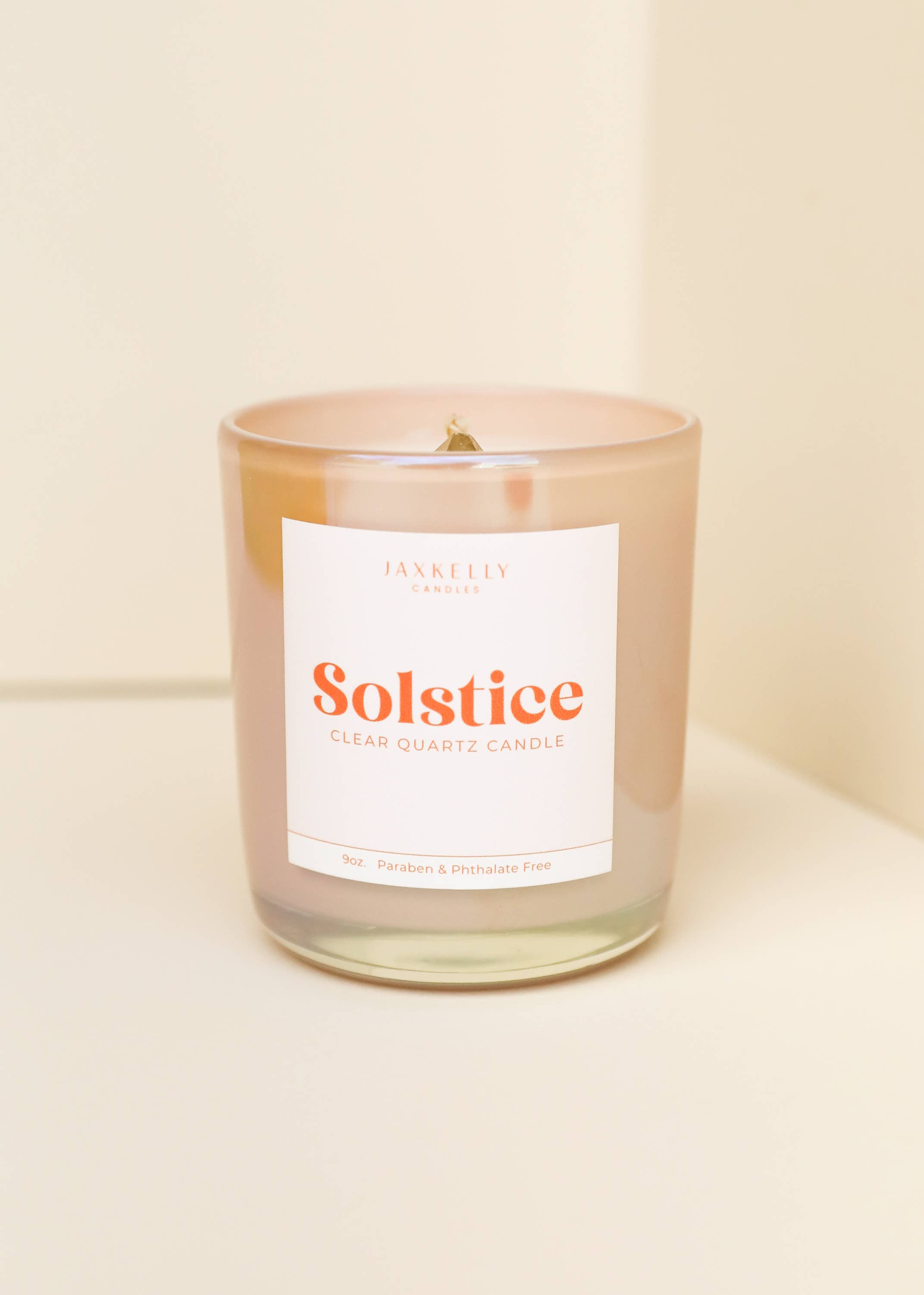 JaxKelly Candles - Wholesale Jar/Filled Candle - 9oz - Solstice Crystal Candle - Peach1