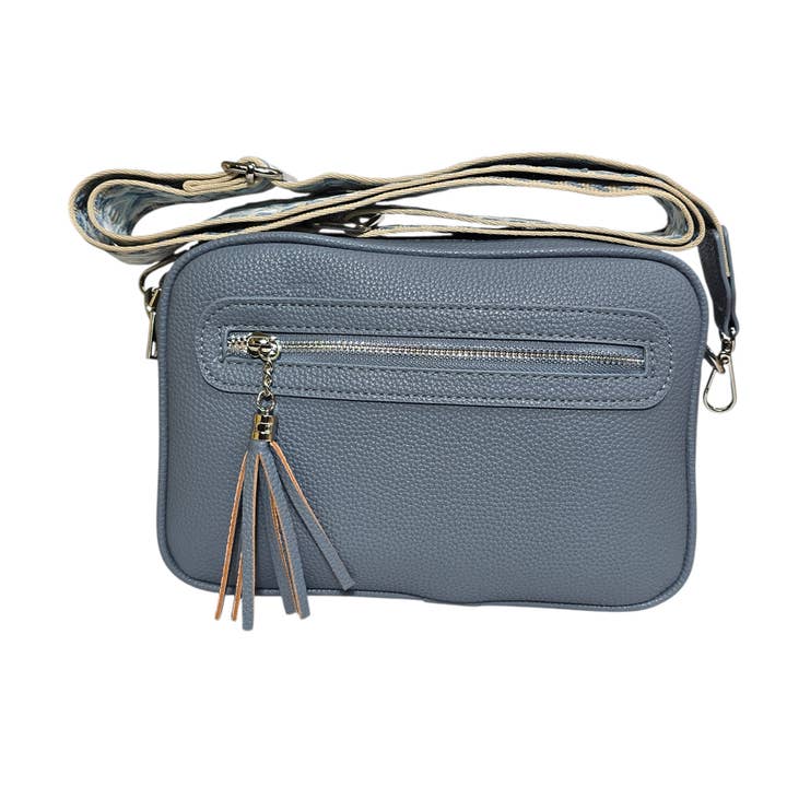 Strathurie – wholesale Crossbody bag – Women's – Faux Leather Two Zipped Camera Bag 7117 Blue1