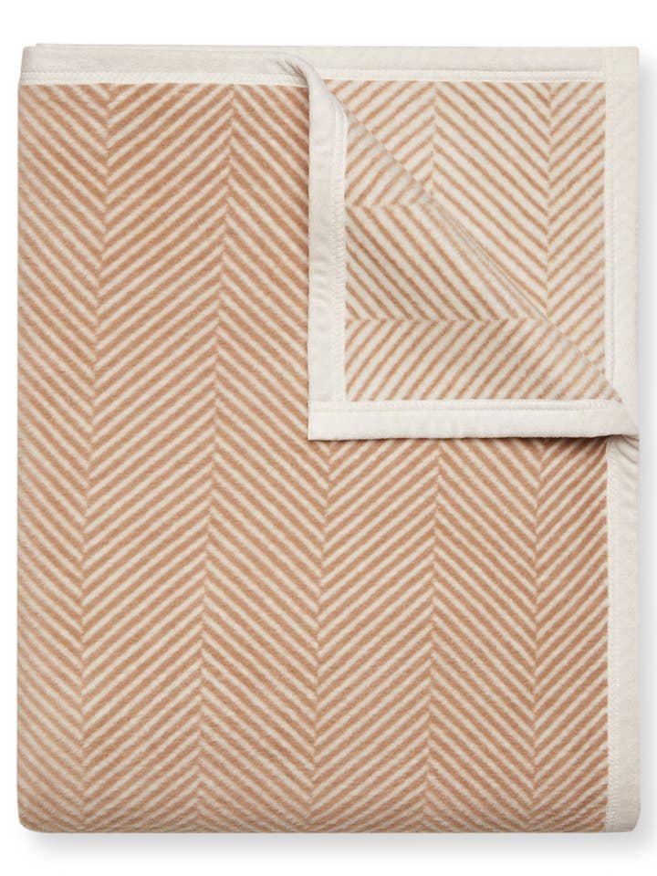 Harborview Herringbone Tan Blanket for wholesale by ChappyWrap