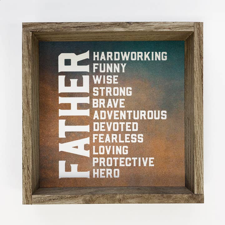 Adjectif du père - Cadeau pour la fête des pères - Word Art encadré en bois pour la vente par Hangout Home