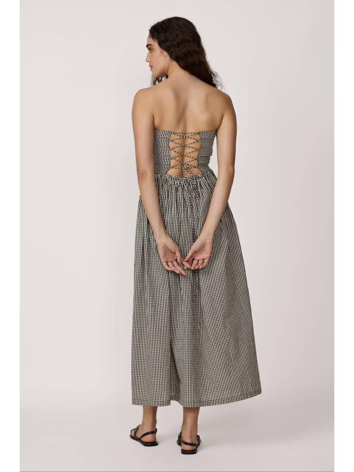 LAUDE the Label - Wholesale Dress - Women's - Strapless Tie Back Dress - Gingham1