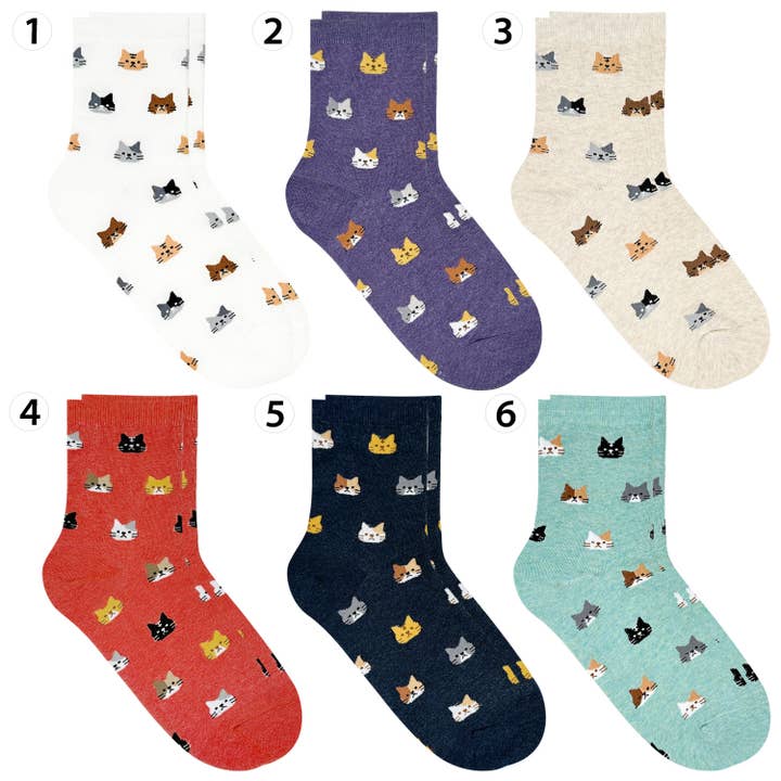 7DAYSSOCKS – Engroshandel Strømper - Dame – Kvinders Crew Cat Friends Strømper