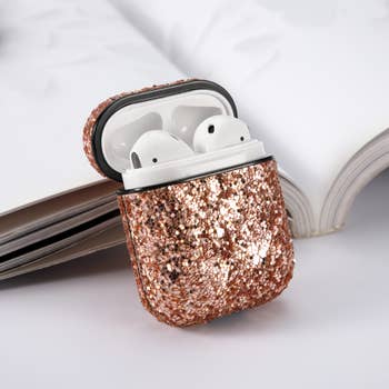 Sequin PU Leather Case for Apple AirPods - Black - AirPods 1 2 Cases - Guuds