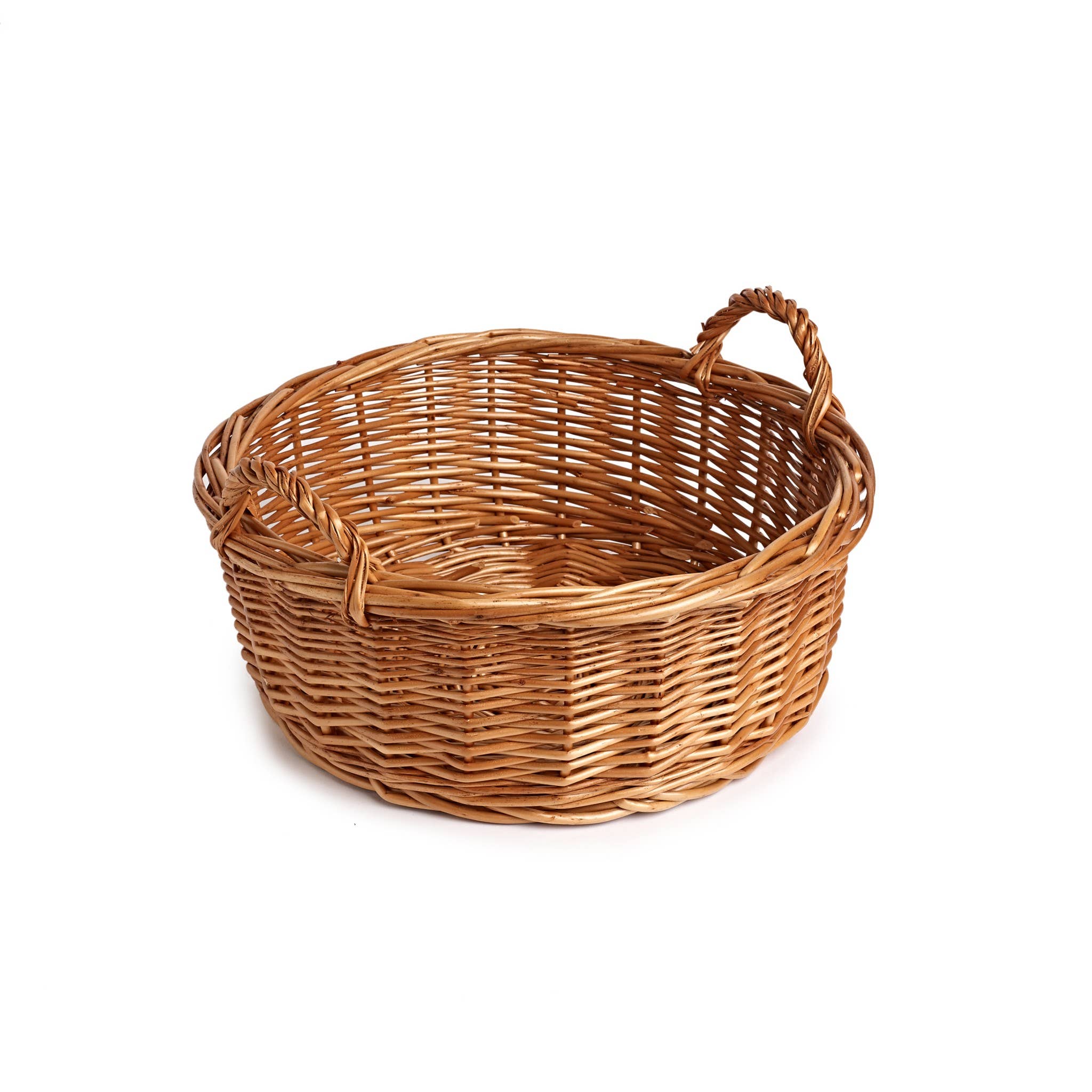 Gadsby – wholesale Basket – Small Round Wicker Tray Basket with Handles - Home & Retail