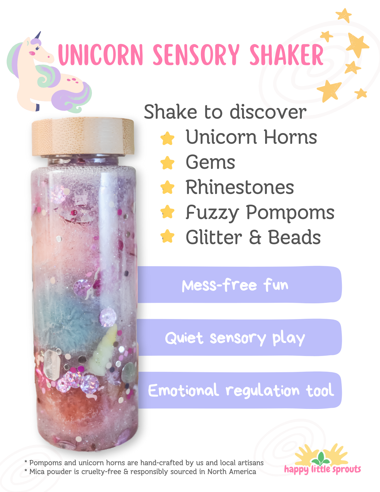 Happy Little Sprouts – wholesale Putty/slime – Child – Unicorn Magical Glitter Sensory Shaker for Kids0
